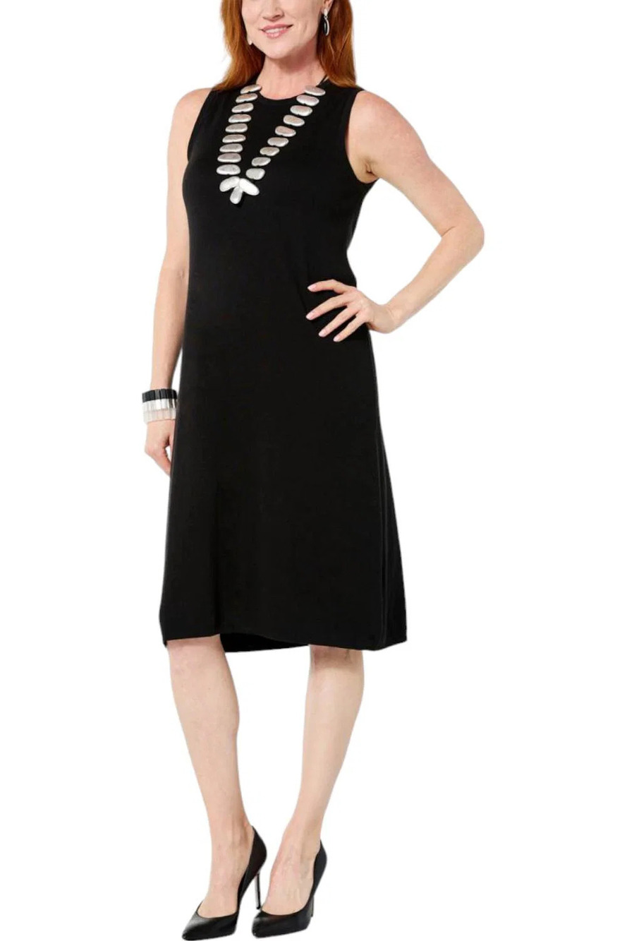 WynneCollection Double Knit Jacquard Sweater Dress Black - Regular